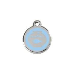 Red Dingo Stainless Steel Engraved Cat Tag Fish Bowl Light Blue