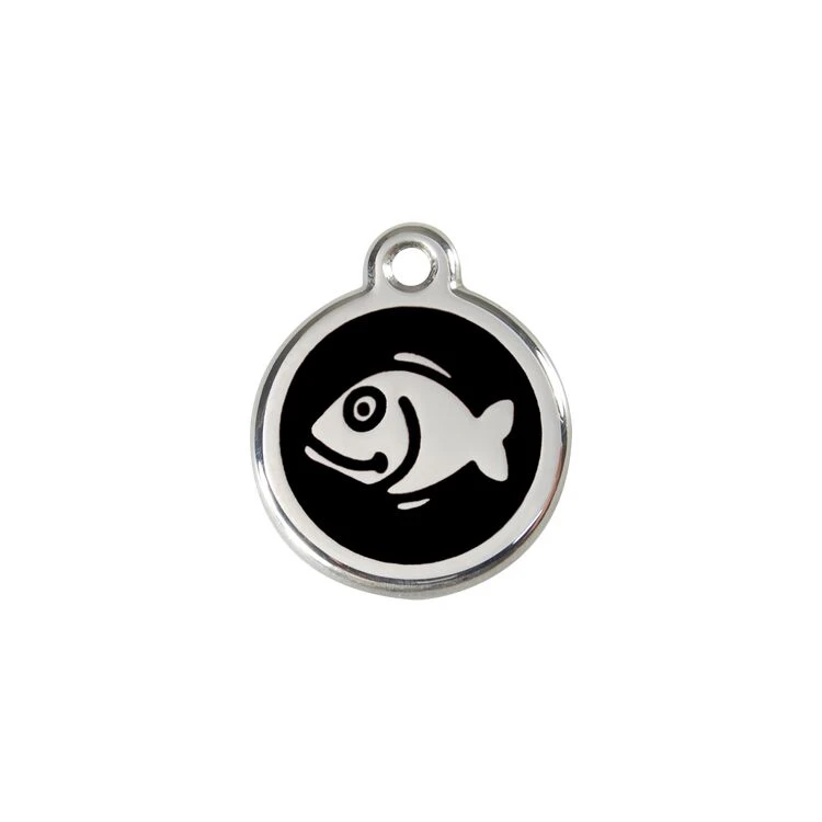 Red Dingo Stainless Steel Engraved Cat Tag Fish Black 3 Red Dingo Stainless Steel Engraved Cat Tag Fish Black