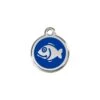 Red Dingo Stainless Steel Engraved Cat Tag Fish Navy 2 Red Dingo Stainless Steel Engraved Cat Tag Fish Navy -Cat Courtyard 01 FI DB SM