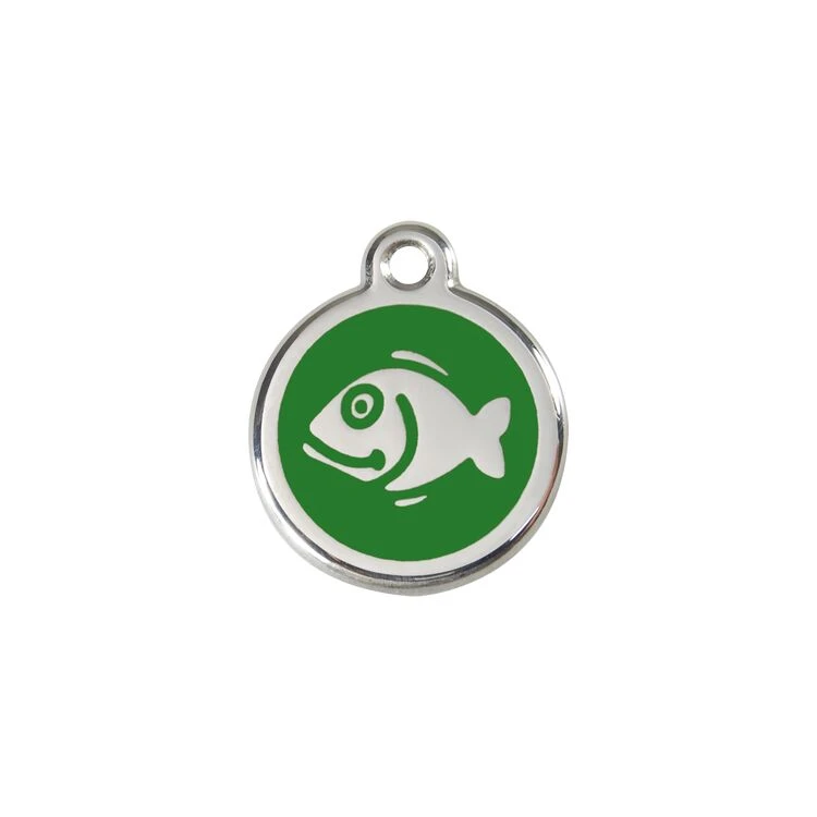 Red Dingo Stainless Steel Engraved Cat Tag Fish Green 3 Red Dingo Stainless Steel Engraved Cat Tag Fish Green