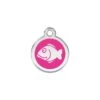 Red Dingo Stainless Steel Engraved Cat Tag Fish Hot Pink -Cat Courtyard 01 FI HP SM