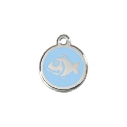 Red Dingo Stainless Steel Engraved Cat Tag Fish Light Blue