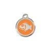Red Dingo Stainless Steel Engraved Cat Tag Fish Orange -Cat Courtyard 01 FI OR SM