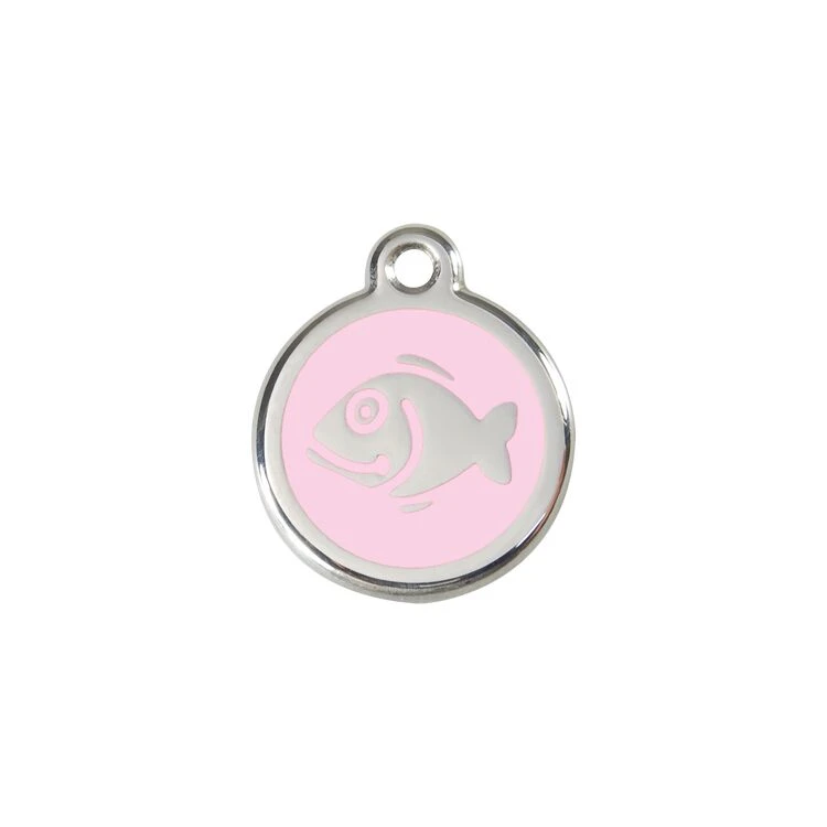 Red Dingo Stainless Steel Engraved Cat Tag Fish Pink 3 Red Dingo Stainless Steel Engraved Cat Tag Fish Pink