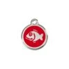 Red Dingo Stainless Steel Engraved Cat Tag Fish Red -Cat Courtyard 01 FI RE SM