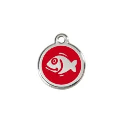 Red Dingo Stainless Steel Engraved Cat Tag Fish Red