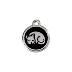 Red Dingo Stainless Steel Engraved Cat Tag Kitten Black