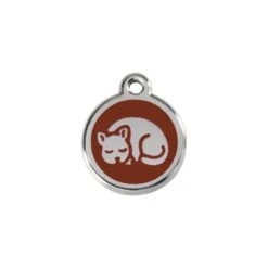 Red Dingo Stainless Steel Engraved Cat Tag Kitten Brown