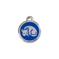 Red Dingo Stainless Steel Engraved Cat Tag Kitten Navy