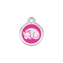 Red Dingo Stainless Steel Engraved Cat Tag Kitten Hot Pink