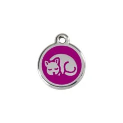 Red Dingo Stainless Steel Engraved Cat Tag Kitten Purple