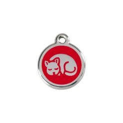 Red Dingo Stainless Steel Engraved Cat Tag Kitten Red
