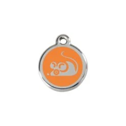 Red Dingo Stainless Steel Engraved Cat Tag Mouse Orange