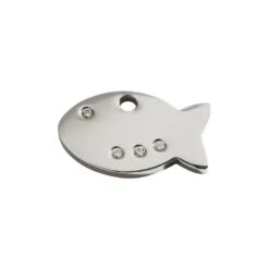 Red Dingo Diamante Engraved Cat Tag Fish