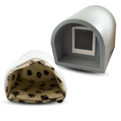 Mr Snugs KatDen Outdoor Cat Kennel/Shelter - Light Grey (Various Options) -Cat Courtyard 1231022044 Kat Den Light Grey With Door With Mattress With Liner