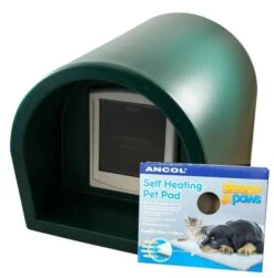 Mr Snugs KatDen Outdoor Cat Kennel/Shelter - Dark Green (Various Options) -Cat Courtyard 1231022046kat den greenpad door