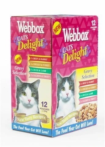 48 X Webbox Cats Delight Pouches Gravy Selection 100g 3 48 X Webbox Cats Delight Pouches Gravy Selection 100g
