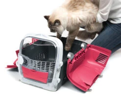 Catit Cabrio Cat Carrier In Cherry Red -Cat Courtyard 41370 cabrio cherry red with cat