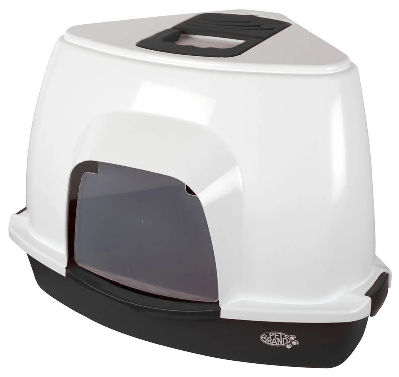 Pet Brands Corner Cat Litter Tray With Hood 2 Pet Brands Corner Cat Litter Tray With Hood