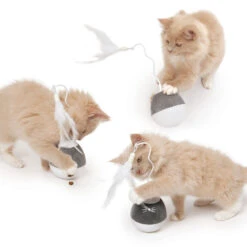 Catit Pixi Spinner Electronic Cat Toy White & Grey -Cat Courtyard 43145 catit pixi spinner kittens silver