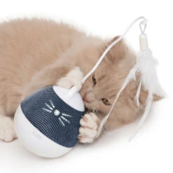 Catit Pixi Spinner Electronic Cat Toy White & Blue -Cat Courtyard 43146 catit pixi spinner kitten grab blue