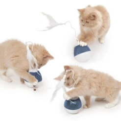 Catit Pixi Spinner Electronic Cat Toy White & Blue -Cat Courtyard 43146 catit pixi spinner kittens blue
