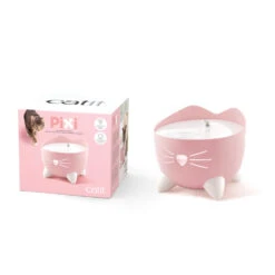 Catit Pixi Cat Water Fountain Light Pink -Cat Courtyard 43716 catit pixi fountain pink fountain and packaging
