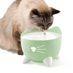 Catit Pixi Cat Water Fountain Mint Green -Cat Courtyard 43718 catit pixi fountain green cat drinking 1