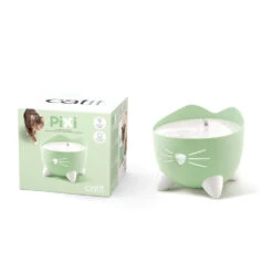 Catit Pixi Cat Water Fountain Mint Green -Cat Courtyard 43718 catit pixi fountain green fountain and packaging