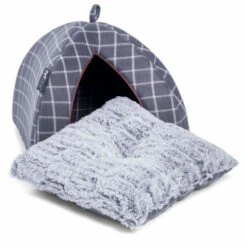 Petface Grey Window Pane Check Cat Igloo -Cat Courtyard 5aa7e48530b610.05287088