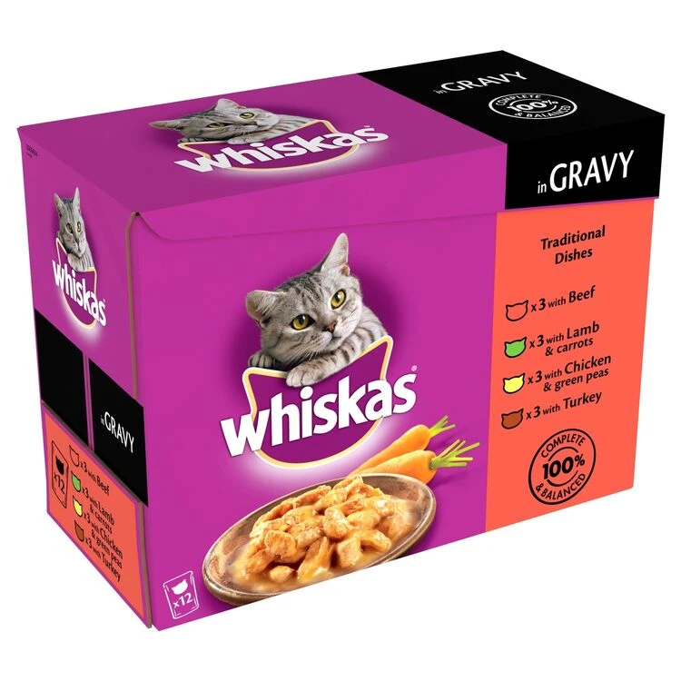 WHISKAS 1+ Cat Pouches Meaty Selection In Gravy 3 WHISKAS 1+ Cat Pouches Meaty Selection In Gravy