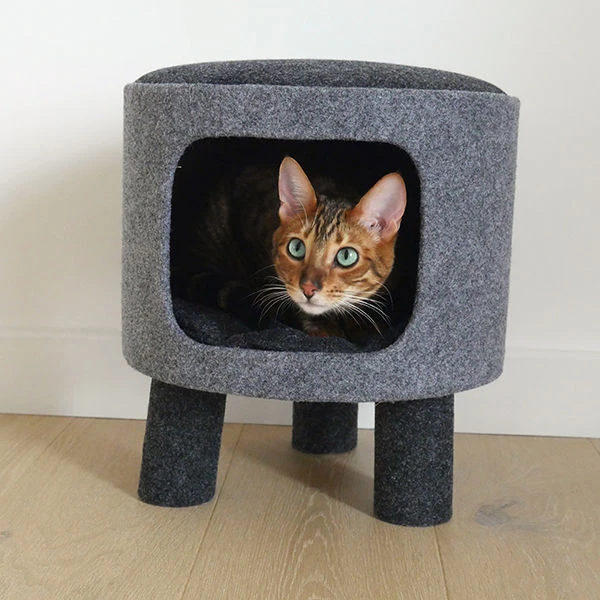 Rosewood Charcoal Felt Cat Snug Stool 3 Rosewood Charcoal Felt Cat Snug Stool