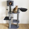 Rosewood Charcoal Felt Triple Scratcher Cat Tower -Cat Courtyard Cat 9