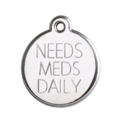 Red Dingo Stainless Steel Engraved Cat Tag Fish Bowl Hot Pink -Cat Courtyard TAG2 NEEDS MEDS DAILY 11