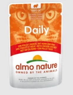 30 X Almo Nature Daily Menu Cat Food With Chicken And Beef 70g