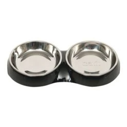 Catit Shallow Double Food Bowl Black