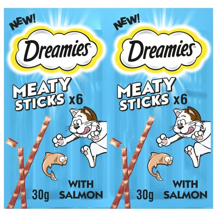 14 X Dreamies Meaty Sticks With Salmon 30g 3 14 X Dreamies Meaty Sticks With Salmon 30g