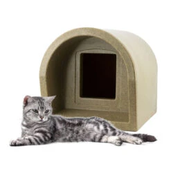 Mr Snugs KatDen Sandstone Cat Kennel With Mattress & Liner -Cat Courtyard sand katden 2 3