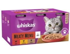 24 X Whiskas 1+ Cat Tins Meaty Menu In Jelly 400g